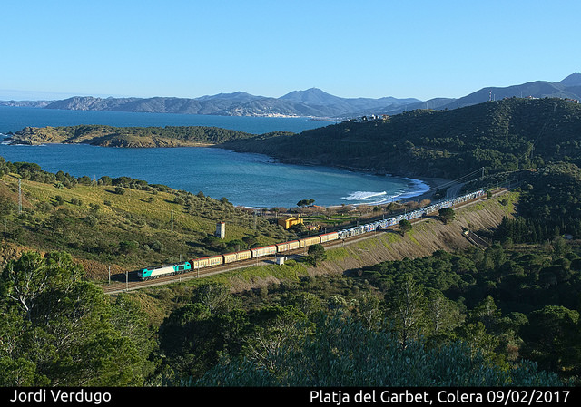 A train passes Garbet beach